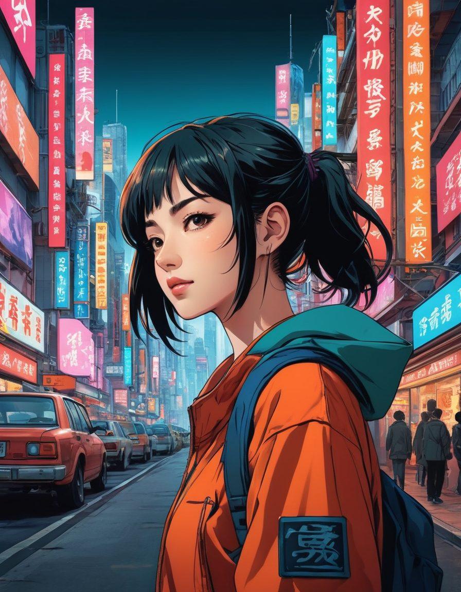 A dynamic split-screen illustration showcasing a vibrant adult manga panel on one side, transitioning into a captivating anime scene on the other, highlighting character design influences. Include intricate details like speech bubbles and bold colors, with a nostalgic touch of vintage comic style in the background. The setting should have a blurred, creative atmosphere symbolizing the cultural fusion between manga and anime. super-realistic. vibrant colors. cyberpunk.